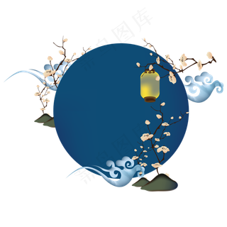 中式节日灯笼梅花装饰