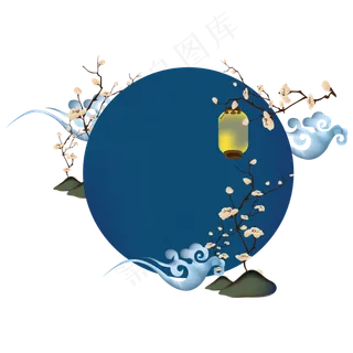 中式节日灯笼梅花装饰