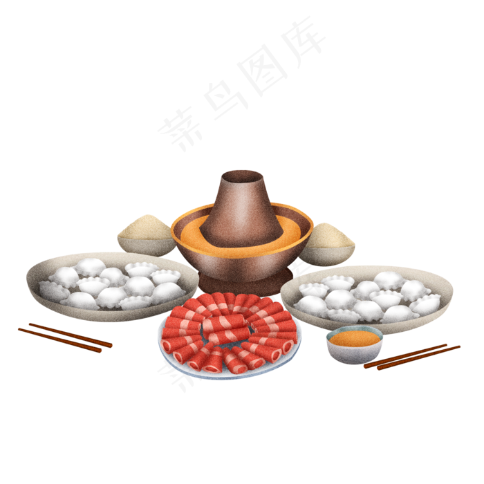 手绘立冬饺子和火锅美食设计(2000X2000(DPI:180))psd模版下载
