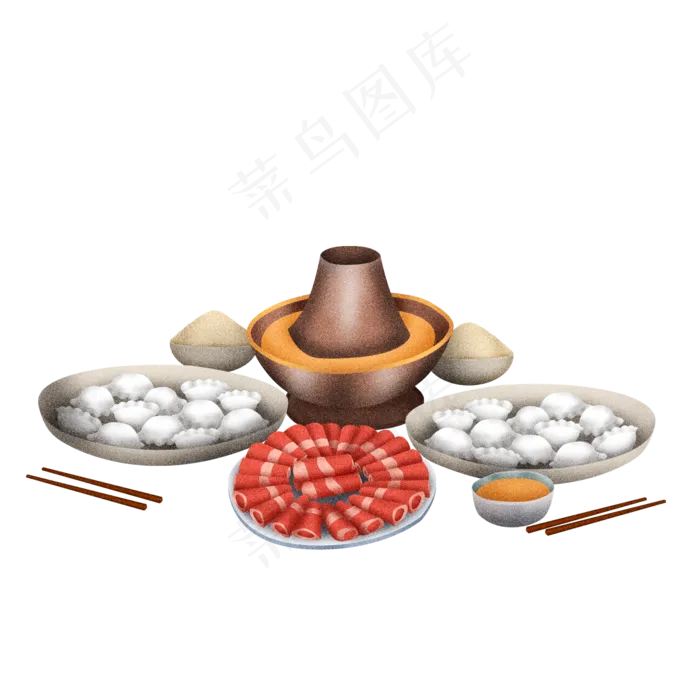 手绘立冬饺子和火锅美食设计(2000X2000(DPI:180))psd模版下载