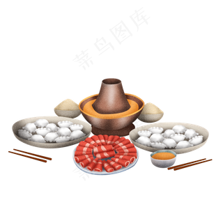 手绘立冬饺子和火锅美食设计