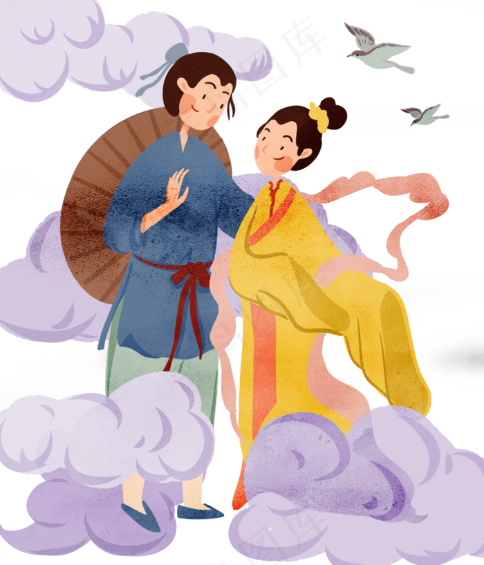 七夕情人节牛郎织女鹊桥相会(3000X3500(DPI:300))psd模版下载