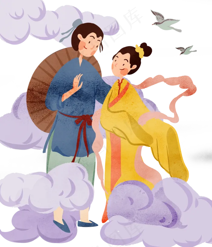 七夕情人节牛郎织女鹊桥相会(3000X3500(DPI:300))psd模版下载