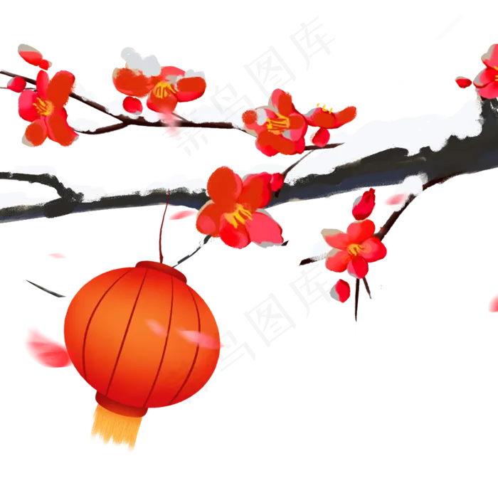 冬天植物水墨风梅花雪(2000X2000(DPI:300))psd模版下载