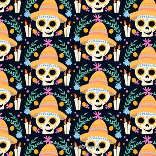 手绘dia de muertos图案
