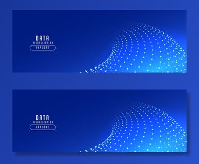 流动粒子波蓝色技术横幅banner