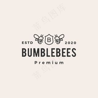 大黄蜂纹章时尚复古标志图标插图