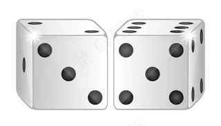 在白色背景矢量图上分离的两个骰子