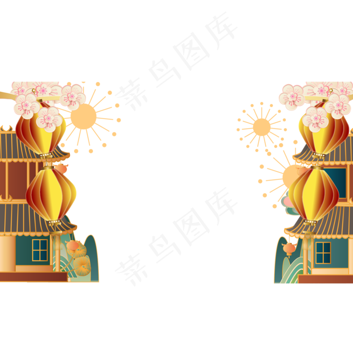 国潮屋檐梅花边框(2000*2000px 300 dpi )ai矢量模版下载