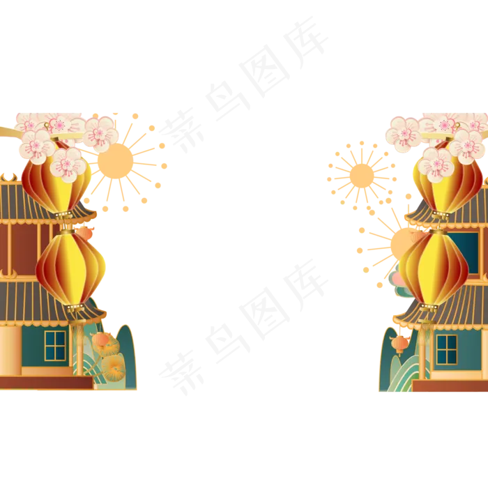 国潮屋檐梅花边框(2000*2000px 300 dpi )ai矢量模版下载