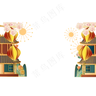 国潮屋檐梅花边框