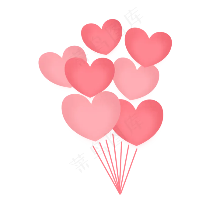 七夕节红色爱心免抠素材(2000X2000(DPI:299))psd模版下载
