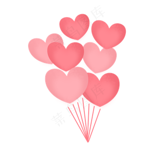 七夕节红色爱心免抠素材