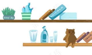 七夕简约手绘家居柜台免抠图