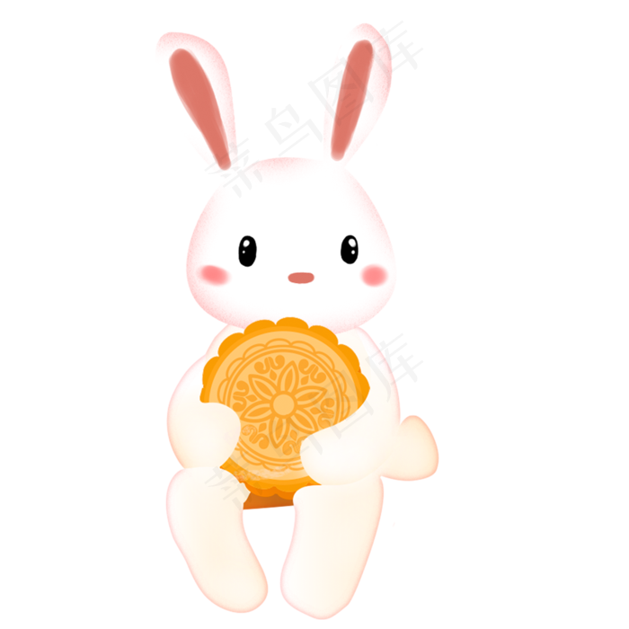 捧着月饼的兔子 (2000X2000(DPI:300))psd模版下载