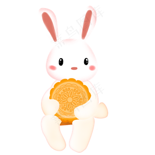 捧着月饼的兔子 