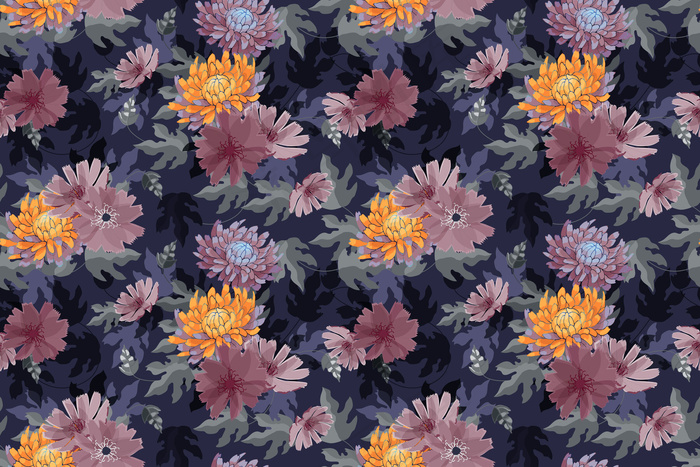 艺术花卉矢量无缝图案