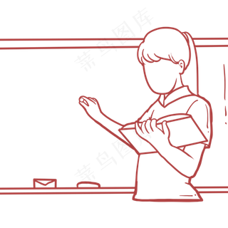 线描正在上课女老师