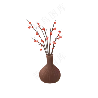 中国风梅花和花瓶设计可商用元素