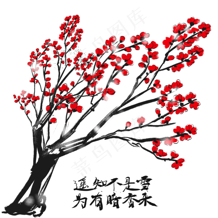  水墨国梅花 (2000X2000(DPI:300))psd模版下载
