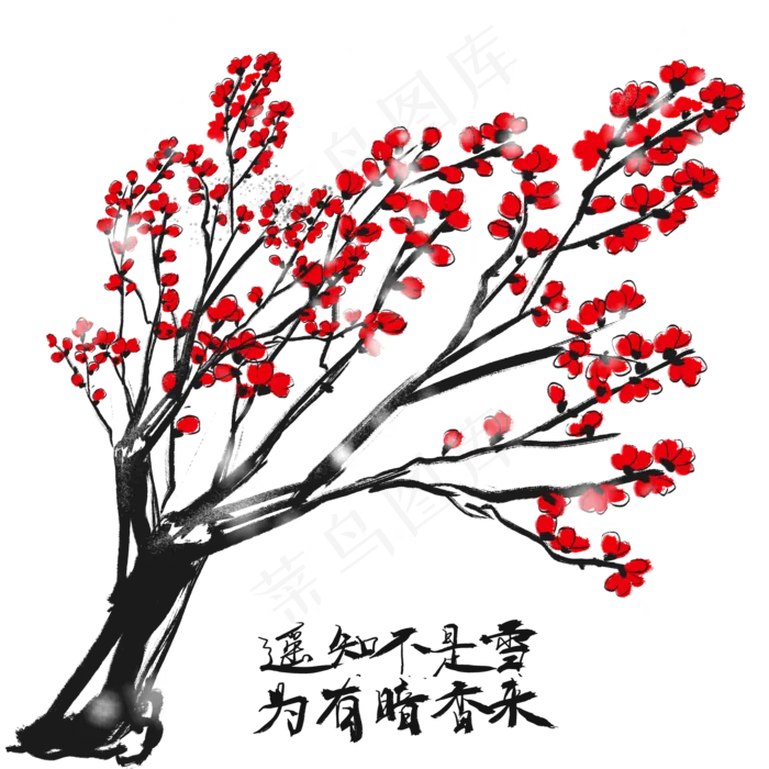  水墨国梅花 (2000X2000(DPI:300))psd模版下载