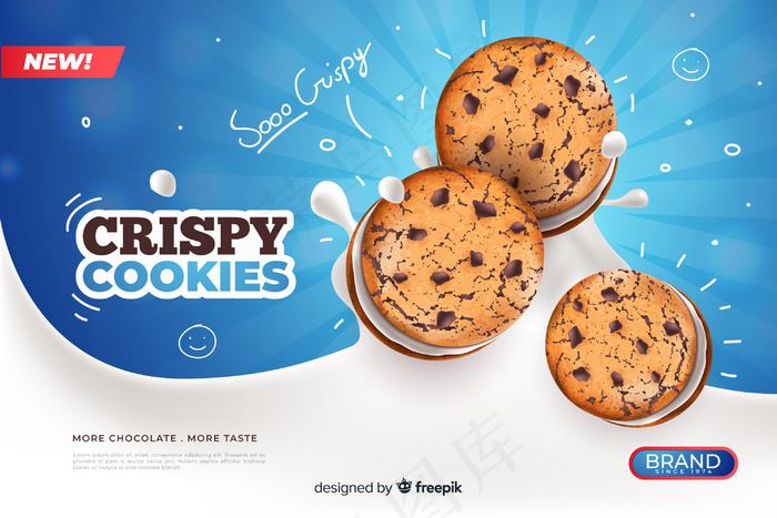 带有涂鸦的饼干广告模板