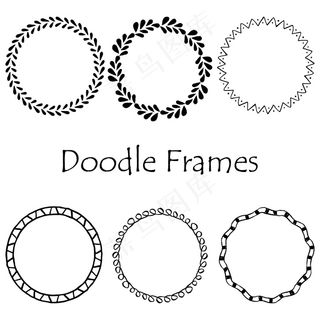涂鸦架。手绘元素集。复古涂鸦框架。手绘线条艺术插图。复古装饰品系列。涂鸦架套装。手绘草图。黑色复古装饰套装。