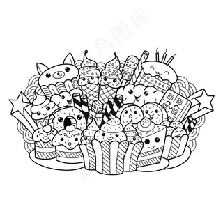 手工画的可爱蛋糕涂鸦