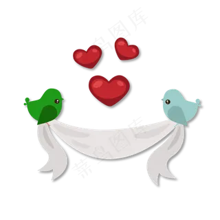 绿色情人节卡通喜鹊矢量图