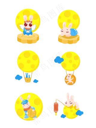 中秋节月亮可爱兔子