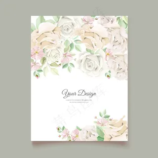 软绿色花卉婚礼请柬套装