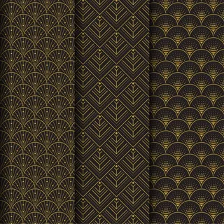 深棕色装饰艺术系列无缝图案