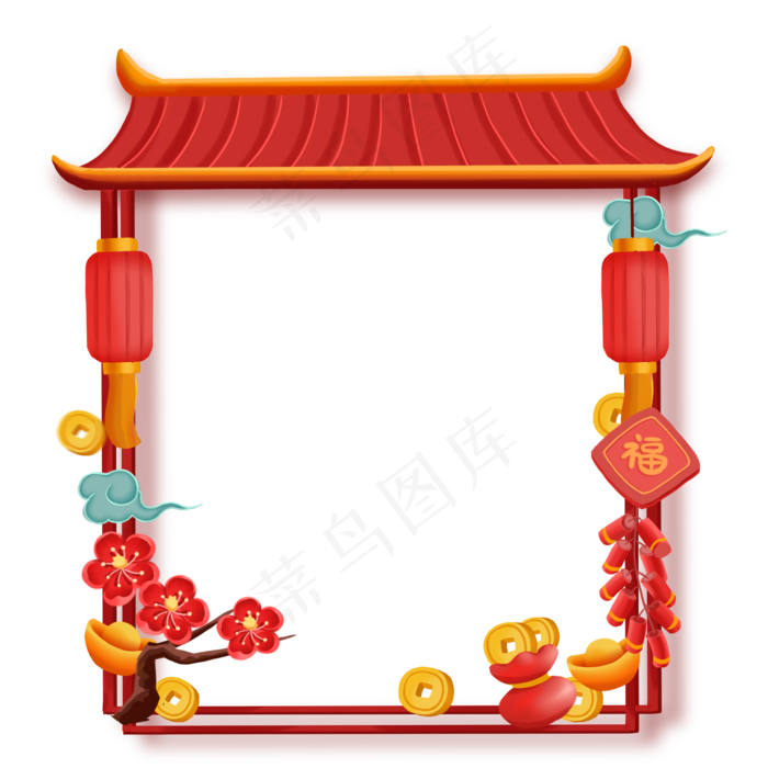 新年牛年装饰框(2000X2000(DPI:300))psd模版下载