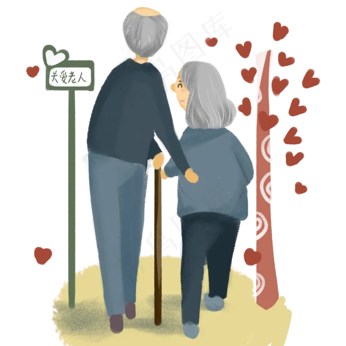 重阳节关爱老人手绘免抠图(2000X2000(DPI:300))psd模版下载