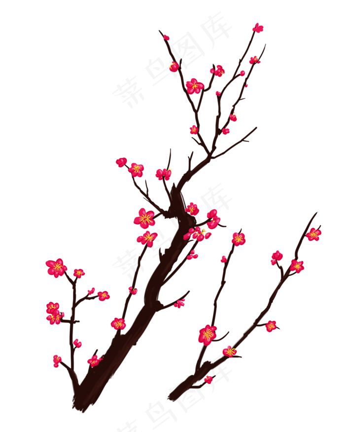 树枝上绽放的梅花(2000X2500(DPI:300))psd模版下载