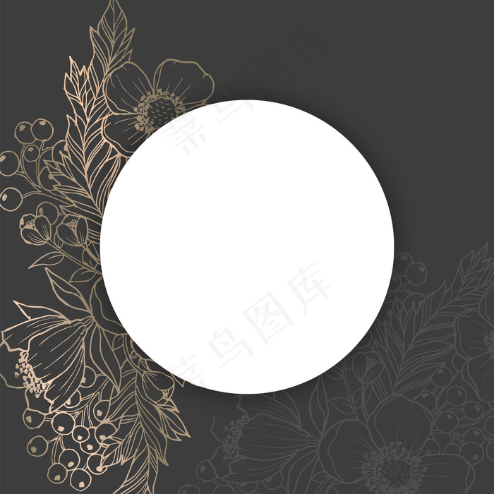 花卉寄宿矢量-黑色和金色eps,ai矢量模版下载
