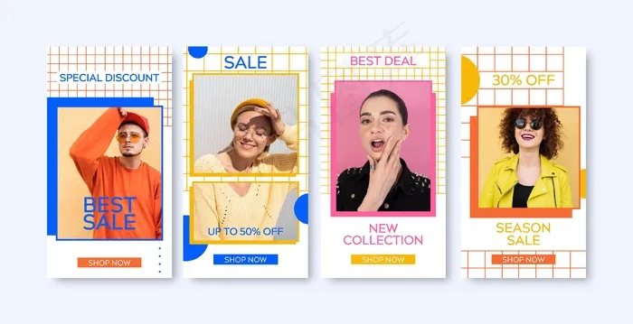 彩色销售模板故事包eps,ai矢量模版下载