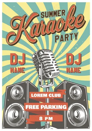 卡拉OK复古海报