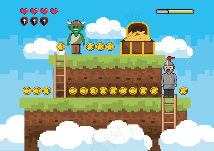 街机游戏世界与像素场景