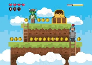 街机游戏世界与像素场景