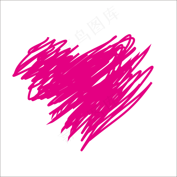 浪漫红色线描爱心插画