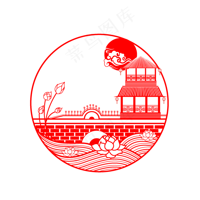 荷塘月色(500X500)ai矢量模版下载