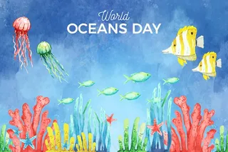 水彩世界海洋日背景