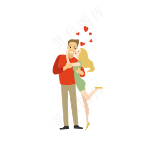 七夕情人节情侣亲吻矢量图