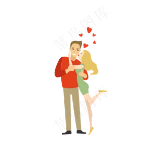 七夕情人节情侣亲吻矢量图