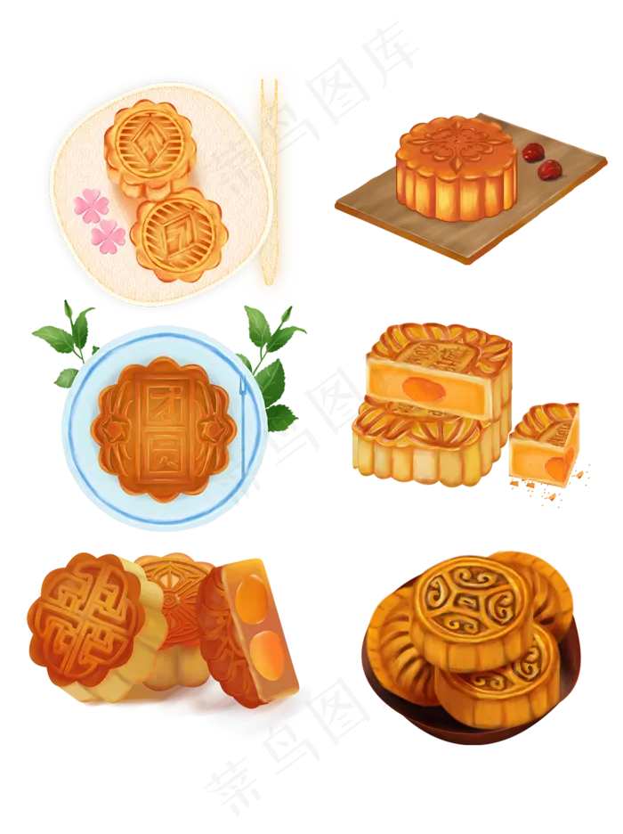 中秋节手绘中国风蛋黄莲蓉月饼设(1024X1369(DPI:300))psd模版下载