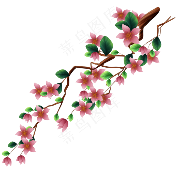 一只粉色的桃花树(2000X2000(DPI:300))psd模版下载