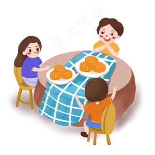 创意中秋团聚人物