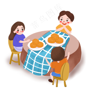 创意中秋团聚人物