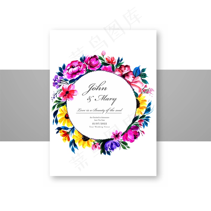 可爱的装饰花widding卡模板